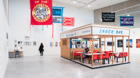 <em>Jeremy Deller: Joy in People</em>, installation view, Contemporary Art Museum St. Louis, February 1–April 28, 2013. Photo: Todd Owyoung.