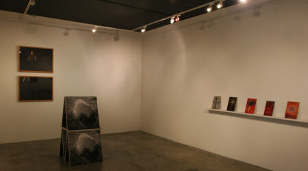 <em>Sam Moyer, Lesley Vance and Stan VanDerBeek</em>, installation view, Contemporary Art Museum St. Louis, July 1–26, 2009. Photo: Marie Heilich.