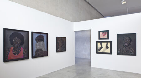<em>Toyin Odutola: Untold Stories</em>, installation view, Contemporary Art Museum St. Louis, January 16–February 28, 2015. Photo: David Johnson.