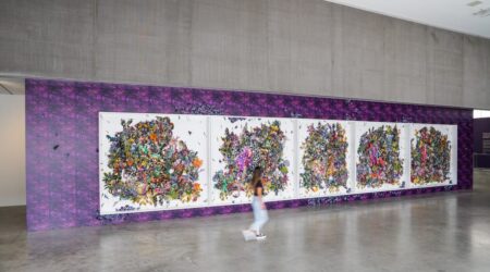 <em>Ebony G. Patterson, ...between the stems sits a red cap above and below crown imperials...</em>, installation view, Contemporary Art Museum St. Louis, September 11, 2020–February 21, 2021. Photo: Dusty Kessler.