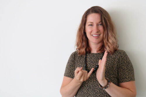 Meredith Gray Green leads a vitrual tour of CAM's exhibitions in American Sign Language (ASL).