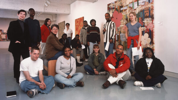 New Art in the Neighborhood cohort with Roseann Weiss, former Program and Education Director, and Betsy Millard, former Executive Director of the Forum for Contemporary Art, 1995.
